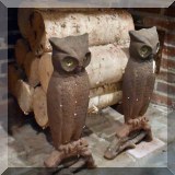 D046. Pair of vintage owl andirons. 21”h - $225